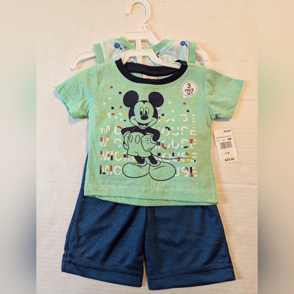 Mickey Mouse 3 Piece Short Set Size 12 Months BNWT